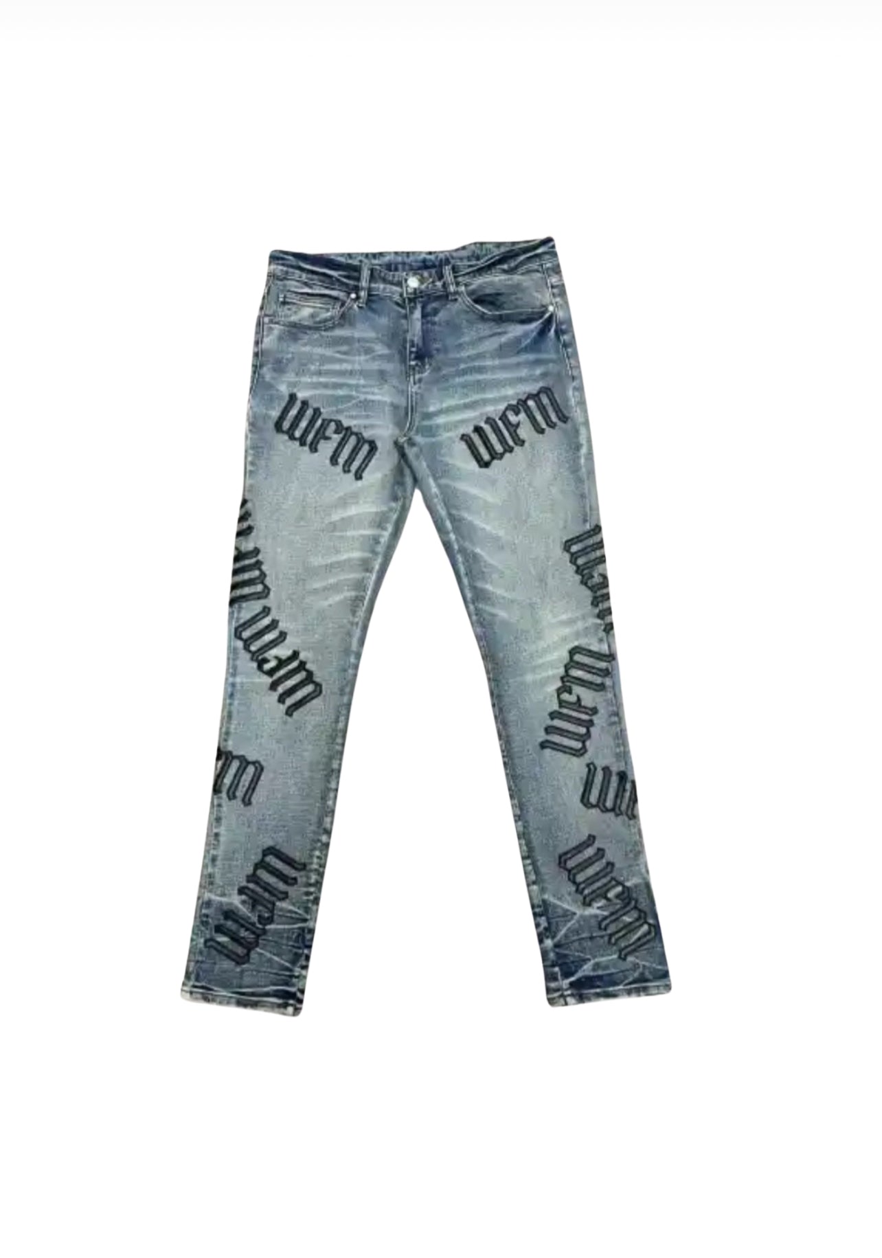 WFM Distressed Logo Denim