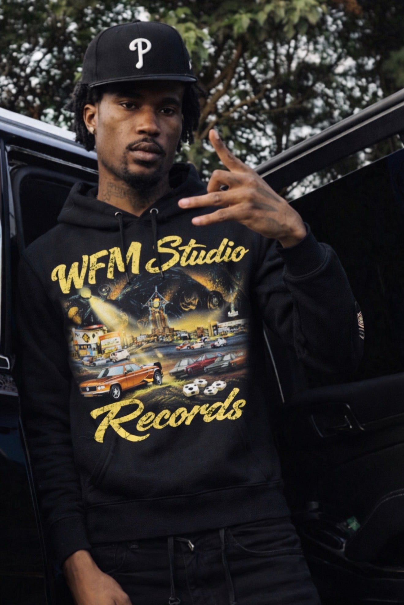 WFM “Studio Records Hoodie” (Black)